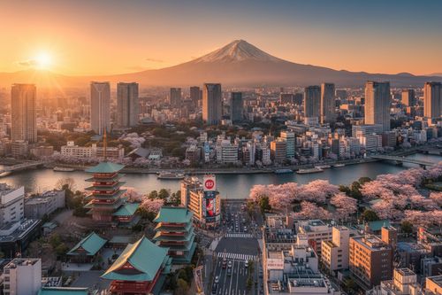 Beautiful Tokyo cityscape at golden hour