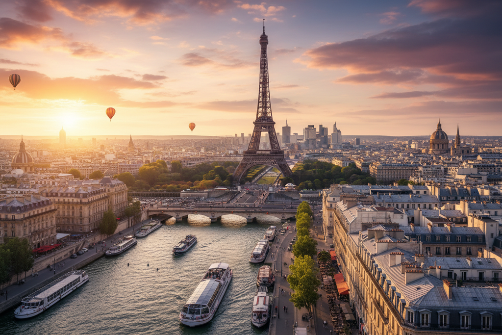 Beautiful Paris Eiffel Tower at golden hour