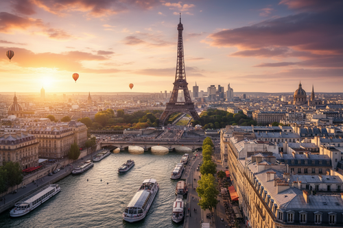 Beautiful Paris Eiffel Tower at golden hour